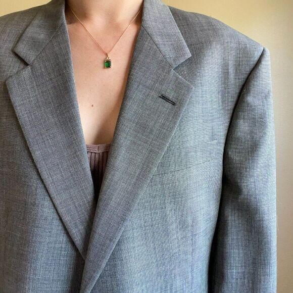 Vintage Mens Burberry Gray Single Breast 100% Wool Oversized Blazer Sz XXL - Picture 9 of 9